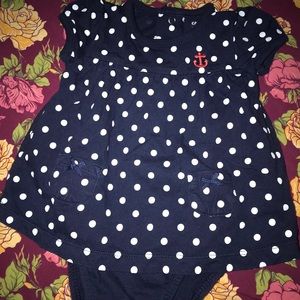 Navy and white polka dot babygirl dress